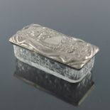 A George V silver and cut glass box, Thomas Bishton, Birmingham 1916