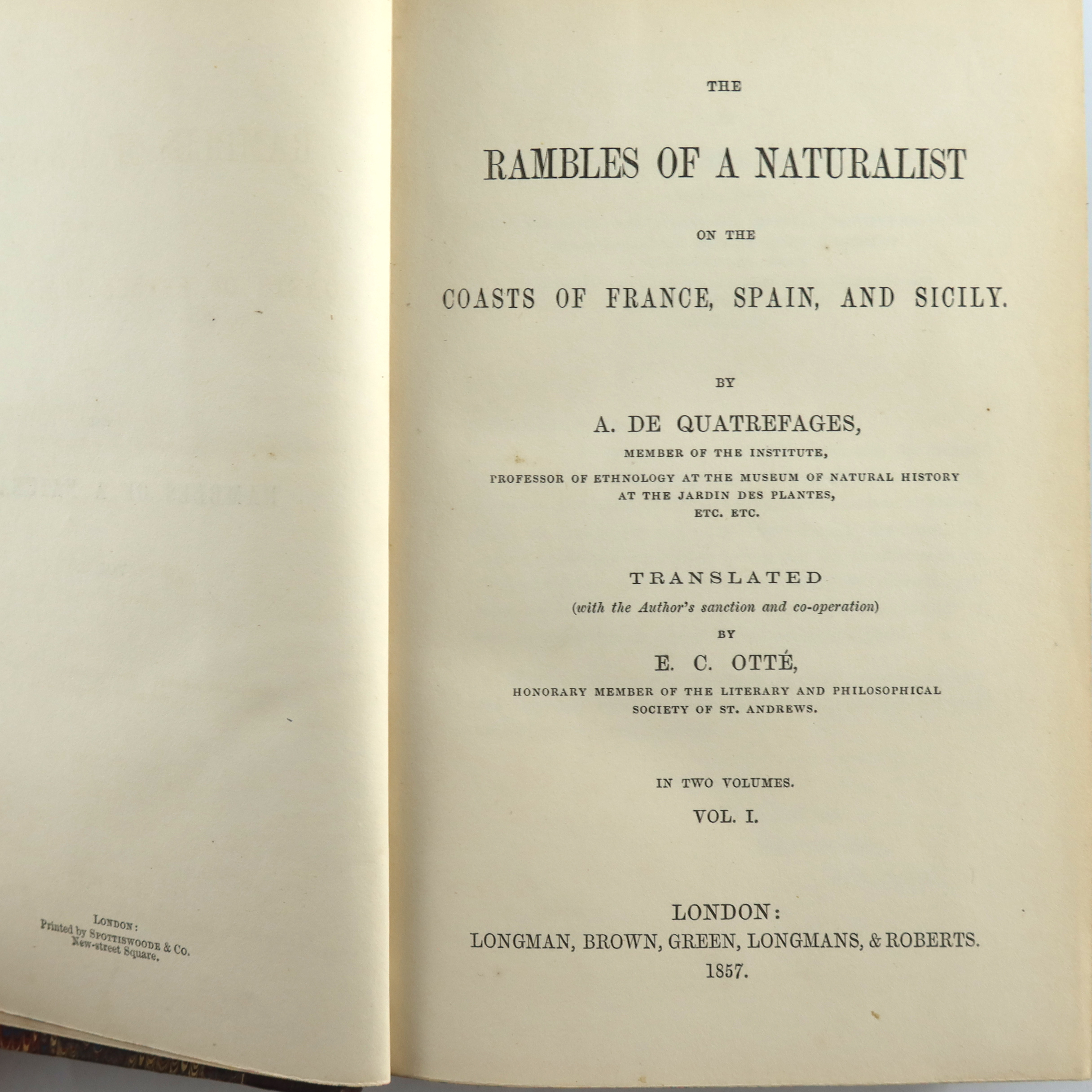 A. De Quatrefages, The Rambles of a Naturalist on the Coasts of France, Spain & Sicily, 1857, - Bild 3 aus 3