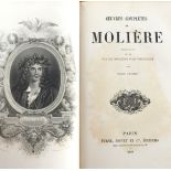 Oeuvres Completes De Moliere, 1880, in two volumes, Furne, Jouvet, Paris, half gilt tooled leather