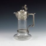 A Victorian electrotype and glass claret jug, Elkington and Co., 1891