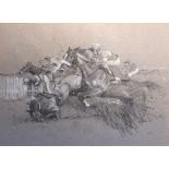 Kenneth Wynn (British, 1922-2009), Hurdle Race, signed l.r, pencil, 30cm x 40cm, framed