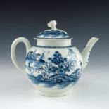 A Worcester blue and white teapot and cover
