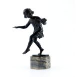 Stefan Schwartz (1851-1924), bronze figure of a dancing girl, signed, on marble plinth, 17.5cm high