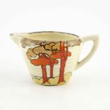 Clarice Cliff for Newport Pottery, a Coral Firs Lynton milk jug, circa 1933, Bizarre marks, 9.5cm