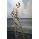 Montague Leder (British, 1897-1976), Nude, oil on board, 64 by 40cm, framed