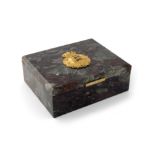 A gilt metal and marble table box
