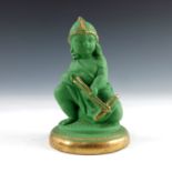 John Bell for Minton, a green and gilded Parian pawn chess piece, circa 1851, modelled as an