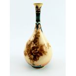 A Hadley's Worcester Aesthetic vase, teardrop form, circa 1900, sepia monochrome painted