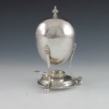 A Victorian silver plated egg boiler and an egg cruet