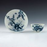 A Worcester blue and white tea bowl and saucer