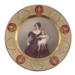 A late 19th Century Vienna cabinet plate, painted with Countess Gower & Child, indistinctly