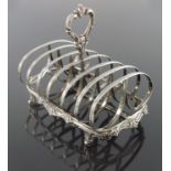 A Victorian silver six division toast rack, William Evans, London 1871