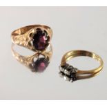 Two early 20th century gold diamond and gem-set rings