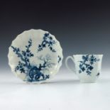 A Worcester blue and white coffee cup and saucer