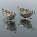 A pair of George V silver salt cellars, I S Greenberg and Co., Birmingham 1916