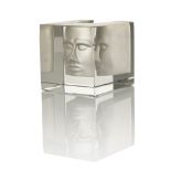 Bertil Vallien for Kosta, a glass sculptural paperweight or candlestick