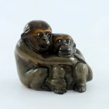 Leslie Harradine for Royal Doulton, two monkeys figure group