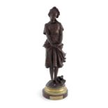 Jean-Baptiste Germain (French, 1841-1910), La Laitiere (The Milkmaid), bronze, signed, all-over dark