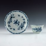 A Worcester blue and white tea bowl and saucer