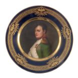 A late 19th Century Vienna type cabinet plate, painted with a portrait of Napoleon Bonaparte,