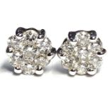 A pair of 18ct gold brilliant-cut diamond floral cluster stud earrings