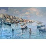 Ciro Canzanella (b.1948), Mediterranean Seascape, signed l.l, oil on canvas, 70cm x 100cm, fra