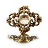 A late Victorian gold, citrine openwork brooch