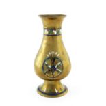 A W N Pugin for John Hardman and Sons (attributed), a Gothic Revival brass and enamelled altar vase