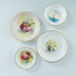 Two Royal Worcester rose painted dishes, together with two others