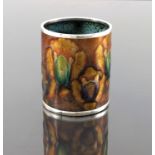 A Spanish Modernist silver and enamelled beaker vase, Barcelona circa 1970s