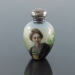 An early 20th Century European hard paste miniature scent bottle, circa 1880, decorated in the