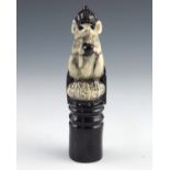 George Tinworth for Doulton, a mouse chess piece, black king
