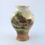 R. Rushton for Royal Worcester, a scene painted baluster vase