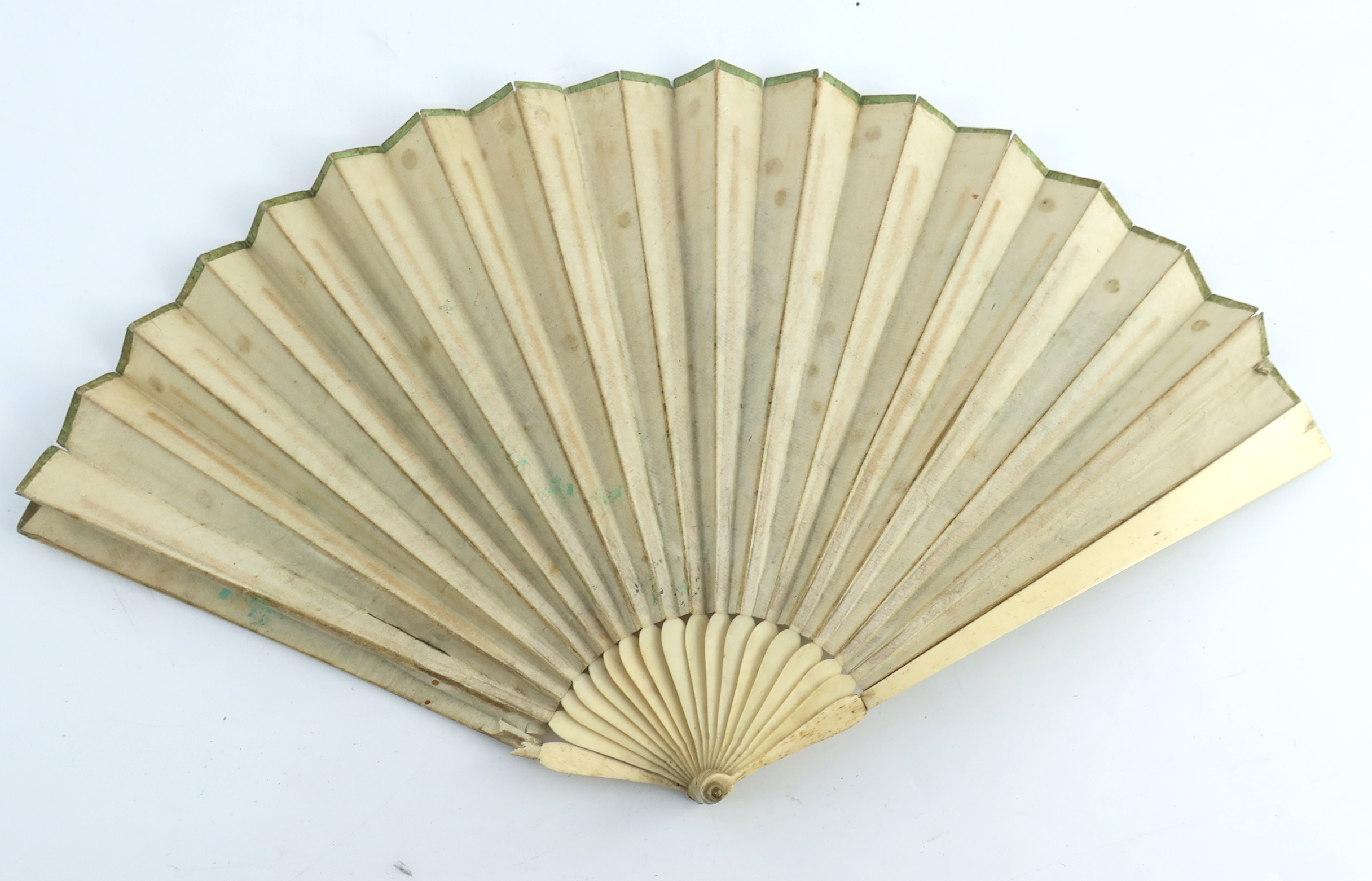 A small c 1820’s printed fan, the double paper leaf mounted on unadorned bone, possibly depicting Th - Image 4 of 7