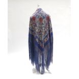 C1900 to the 1920’s, a large Canton Chinese silk piano shawl, of particularly heavy weight due to th