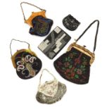 1920’s/Art Deco beaded and sequin bags, to include a black and silver geometrically beaded clutch, a