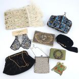 19th and 20th century evening bags and accessories, to include an unusual early 20th century diamant