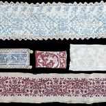 Fine early Italian/Eastern Mediterranean embroidered borders and fragments, one marked as from Sicil