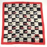 Rare vintage French automobile silk scarf entitled “Les 24 Heures du Mans”, printed for the “Automob