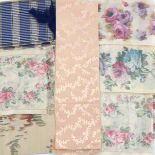 A quantity of 19th century wide silk ribbons, varying designs, some short lengths, up to approx. 2m,