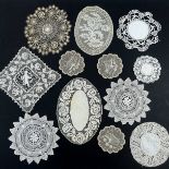 A selection of 19th and 20th century household lace and linen, to include Normandy lace, filet, need