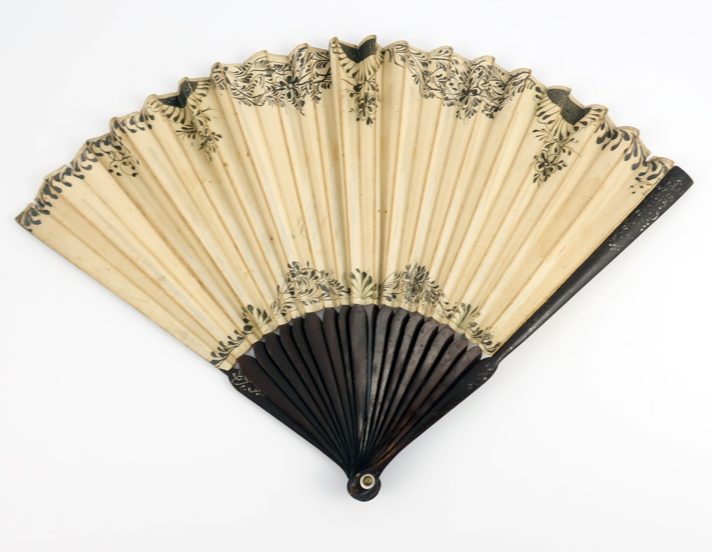 A French revolutionary period hand coloured fan entitled “La Coquette du Village”, with a central sc - Image 9 of 13