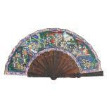 A Good Large Carved Tortoiseshell Chinese Fan, mid to late 19th century, Qing Dynasty, the monture a