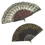 Two fans, the first with tortoiseshell monture, last quarter of the 19th century, the leaf of black