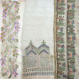 Ottoman embroidery: to include a single towel end, worked unusually with three formal buildings, per