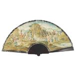 Moses striking the Rock: An 18th century vellum fan, the leaf mounted à l’Anglaise on tortoiseshell,