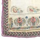 Ottoman embroidery: to include a lightweight cream cotton cover, square, perhaps a headscarf, embroi