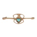 Murrle Bennett & Co., an Art Nouveau 9ct gold turquoise openwork brooch