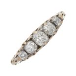 A late Victorian 18ct gold old-cut diamond five-stone ring