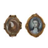 Two Victorian gold mourning brooches